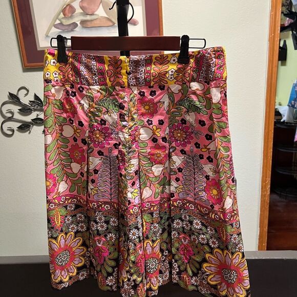 Cabi Asbury  A-Line Skirt with Pink and Green Floral Design NWOT #DO185 - Picture 9 of 10